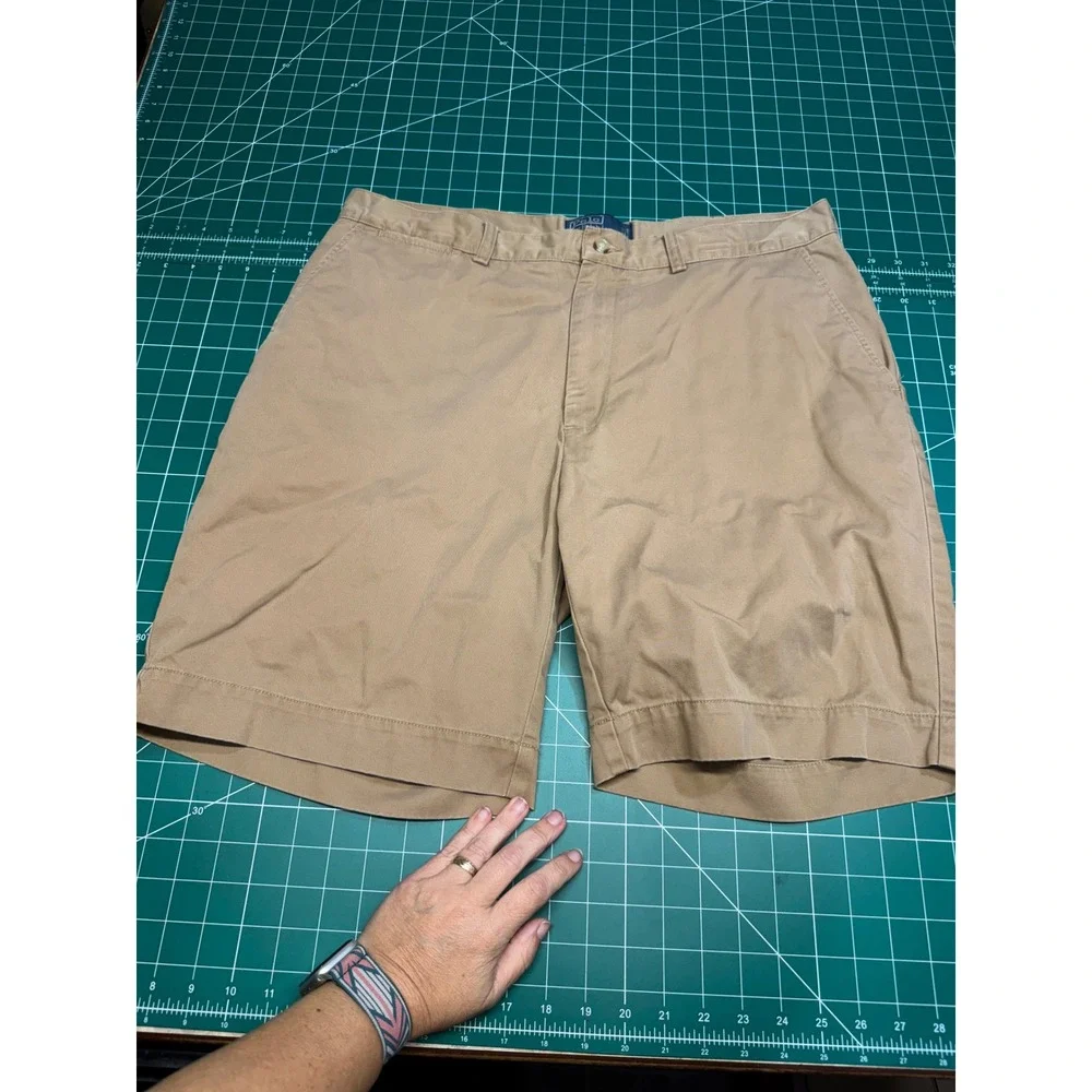 Polo Ralph Lauren Prospect Short Mens 35 Tan Khaki Cotton Chino Twill Flat Front